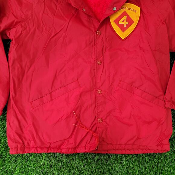Vintage 70s USMC 4th Marine Jacket Medium 22x25 Baggy Red - Picture 14 of 16